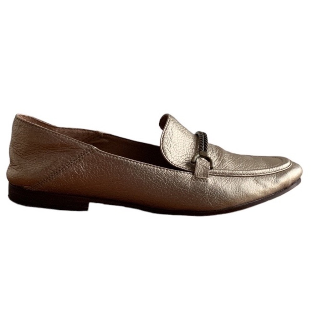 Patricia Nash Fia Leather Loafers Horsebit Pale Gold 9.5M Flats Business Office